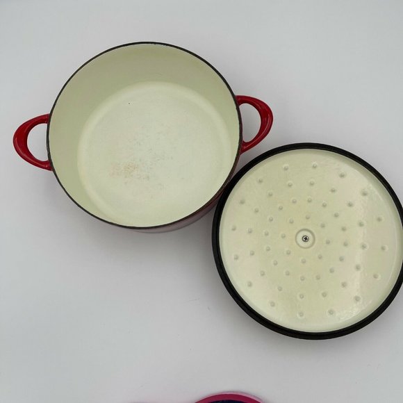 Round Dutch Oven MARIO BATALI by DANKS Cast Iron Enameled Red - Picture 2 of 9